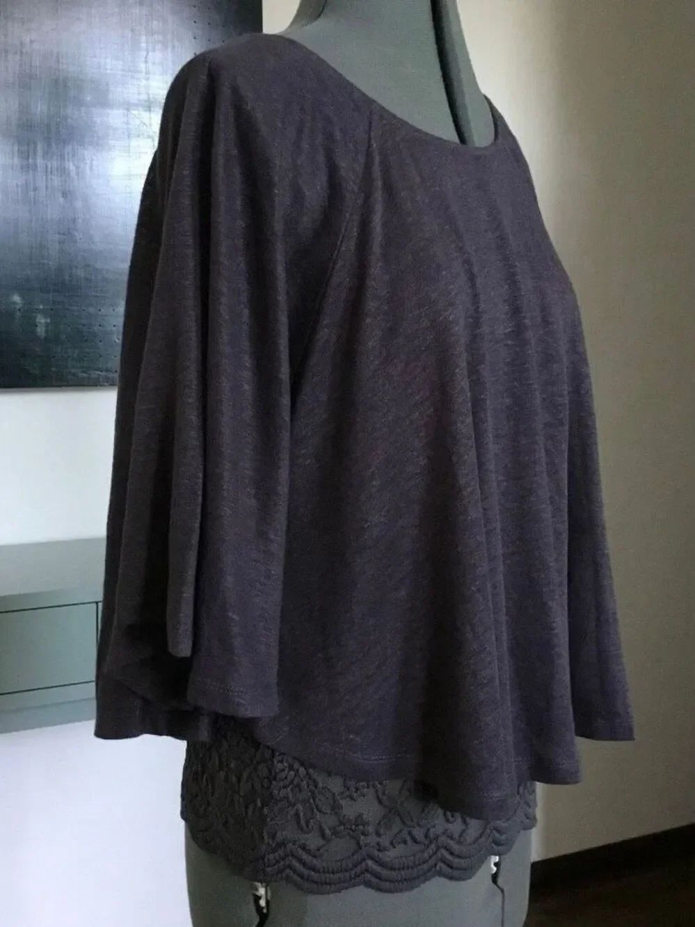 NEW Anthropologie AKEMI + KIN Knit Linen & Lace Cape Top Women’s XS - Picture 5 of 8